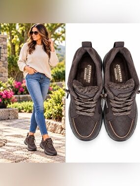 Skechers Memory Foam Street Hikers Brown Casual Outdoorsy Shoes Women’s Size 8.5